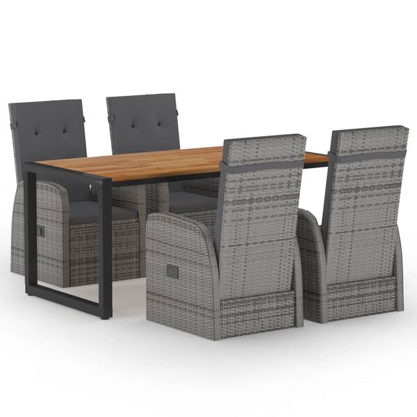 vidaXL Градински трапезен комплект, 5 части, сив