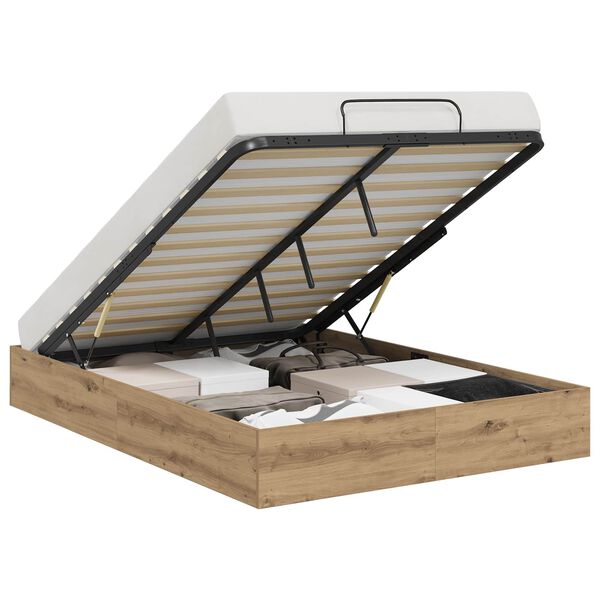 vidaXL Отоманско легло със съхранение Дъб 120 x 200 cm Инженерно дърво