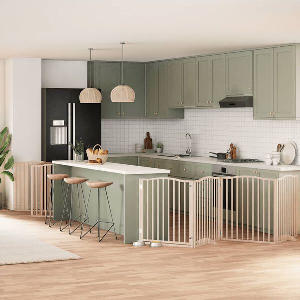 vidaXL Сгъваема преграда за кучета с врата 10 панела 800 см топола