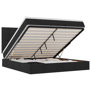 vidaXL Османска легло с матрак и LED, черно, 160x200 см, плат