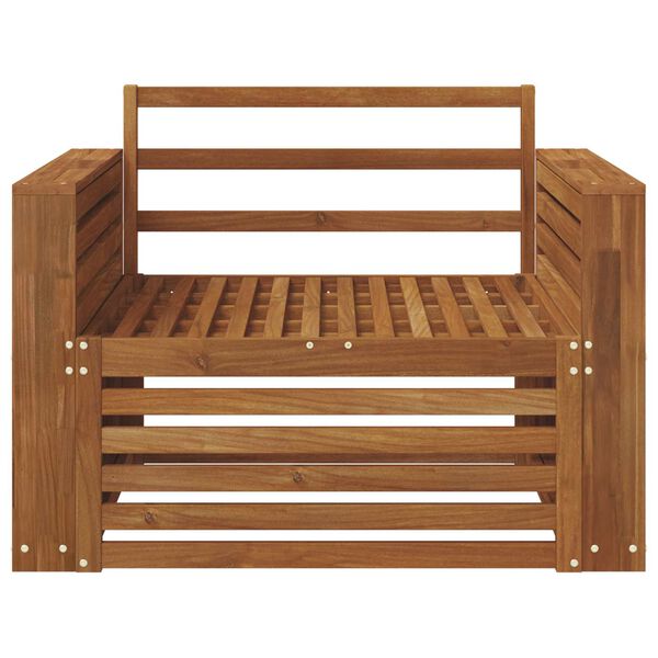 vidaXL 2 Брой Диван с подлакътници Солидно акациево дърво Естествен