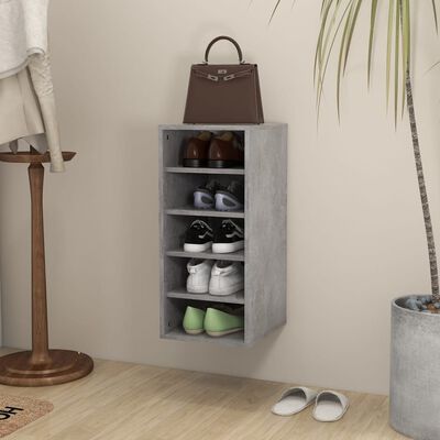 vidaXL Шкаф за обувки, бетонно сив, 31,5x35x70 см, ПДЧ