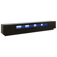 vidaXL ТВ шкаф с LED осветление, черен, 260x35x40 см