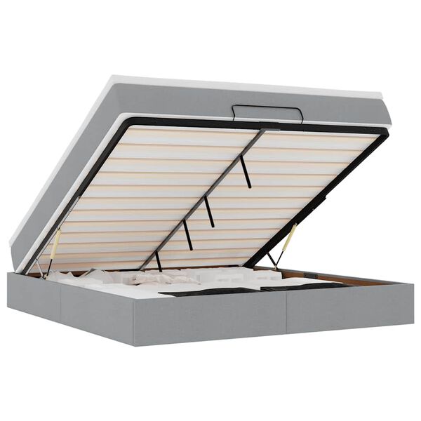 vidaXL Османска легло с матрак, светлосиво, 180x200 см, плат