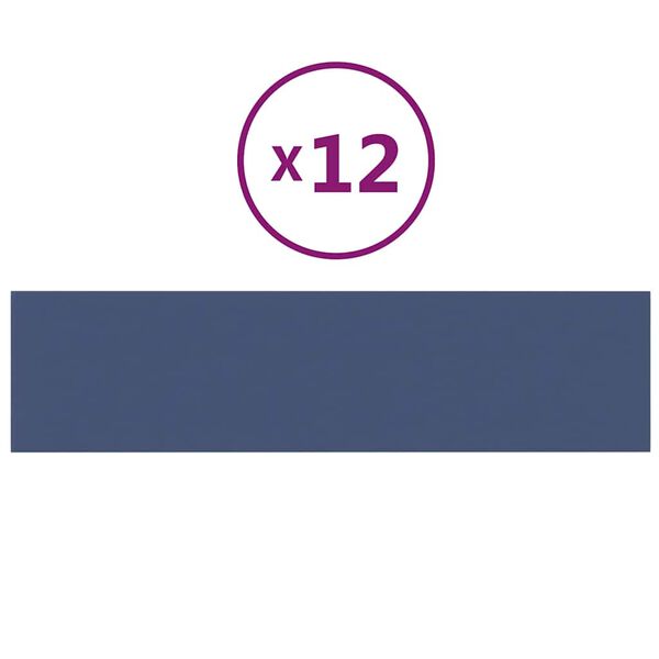 vidaXL Стенни панели, 12 бр, сини, 60x15 см, плат, 1,08 м²