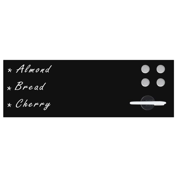 vidaXL Черна магнитна дъска за монтаж на стена, стъклена, 60x20 см