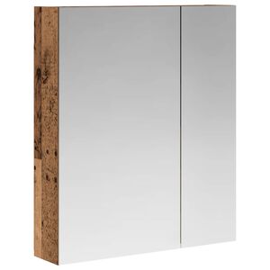 vidaXL Шкаф с огледало за баня с рафт Старо дърво 60 x 14,5 x 70 см