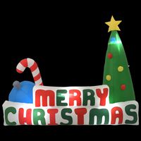 vidaXL Надуваема декорация елха с надпис Весела Коледа LED 240x188 см