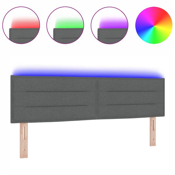 vidaXL LED глава С LED лентисти светлини Тъмносив 160 cm текстил