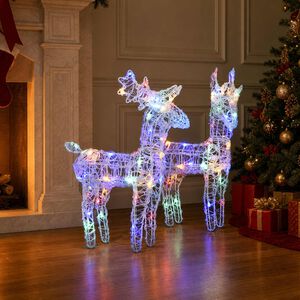 vidaXL Коледни елени, 2 бр, многоцветни, 80 LED, акрил