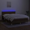 vidaXL Боксспринг легло с матрак и LED, тъмнокафяво, 140x190 см, плат