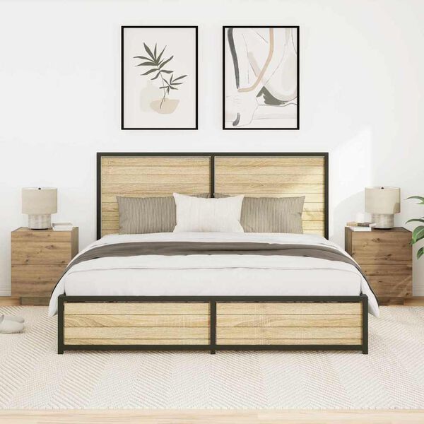 vidaXL Нощен шкаф с чекмедже 2 pcs Дъб 45 x 40 x 55 см Инженерно дърво