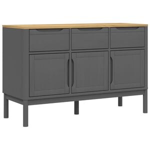 vidaXL Сайдборд FLORO, сив, 114x43x74 см, борово дърво масив