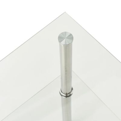 vidaXL Странична маса с 2 рафта прозрачна 38x38x50 см закалено стъкло