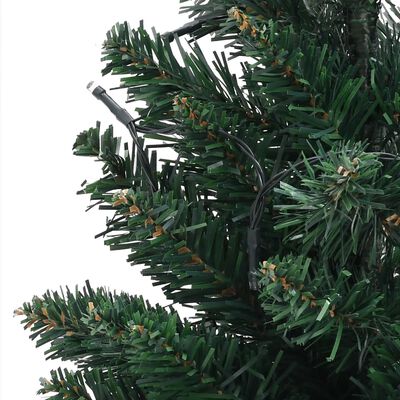 vidaXL Изкуствена осветена коледна елха със стойка зелена 60 см PVC