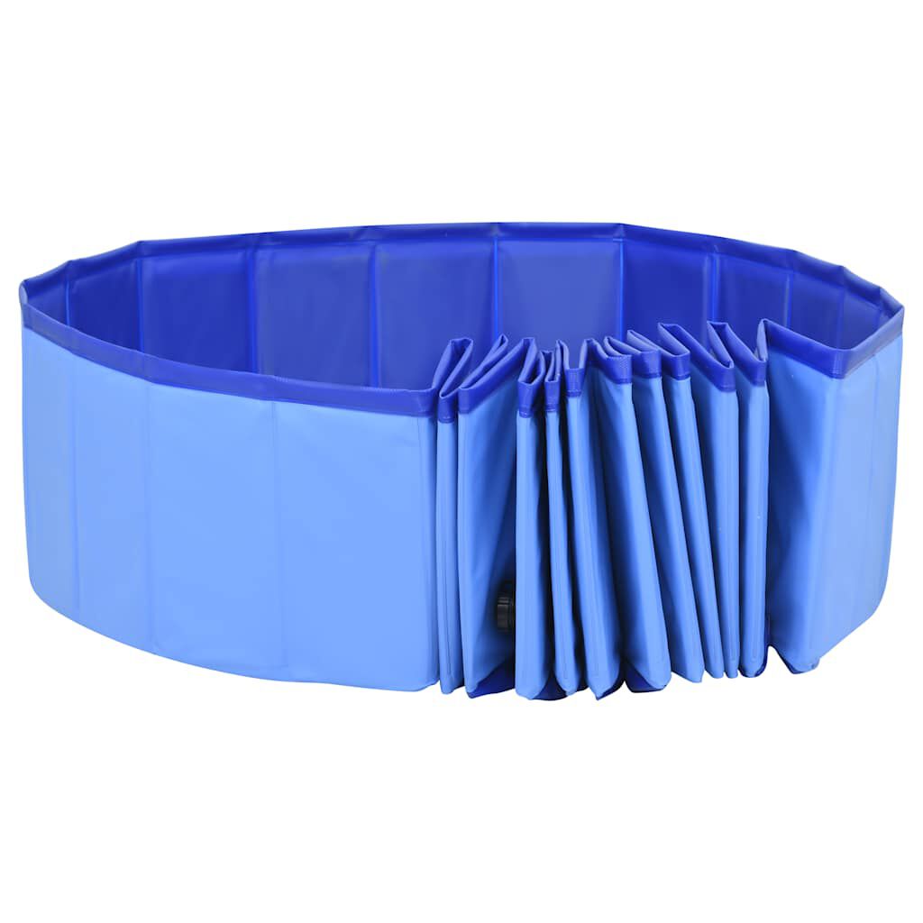vidaXL Сгъваем басейн за кучета, син, 300x40 см, PVC