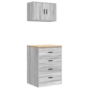 vidaXL гаражни шкафове, 2 бр, сив сонома, инженерно дърво