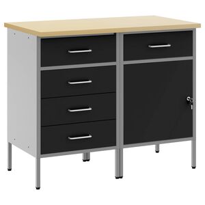 vidaXL Работен кабинет с чекмедже 2 бр. Черен и Сив 100 x 55 x 85 см