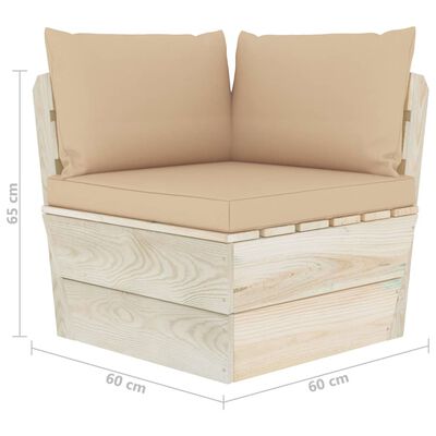 vidaXL Градински палетен ъглов диван с възглавници, импрегниран смърч