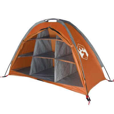 vidaXL Палатка за съхранение с 9 отделения сиво-оранжева водоустойчива