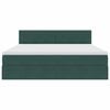vidaXL Легло с място за съхранение и LED Тъмен зелен 180 x 200 cm
