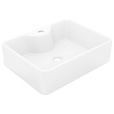 Керамична мивка с отвор за смесител, бяла, квадратна