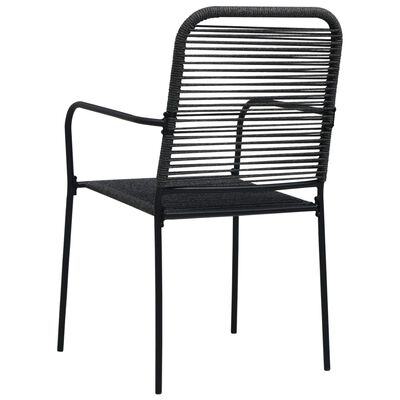 vidaXL Градински столове, 4 бр, памучно въже и стомана, черни