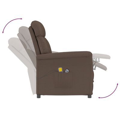 vidaXL Електрически масажен стол, кафяв, изкуствена велурена кожа