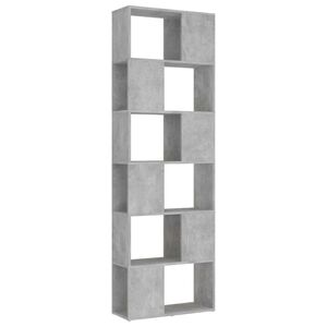vidaXL Библиотека, бетонно сива, 60x24x186 см, инженерно дърво