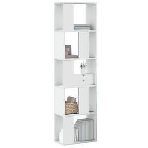 vidaXL Библиотека 5 рафта бяла 45x23,5x162,5 см инженерно дърво