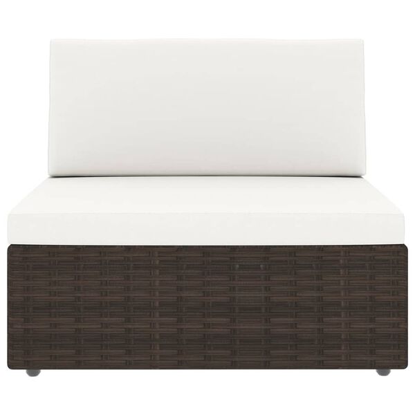 vidaXL Градински комплект с възглавници, 11 части, кафяв полиратан