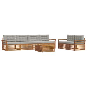 vidaXL Комплект дивани за открито 7 pcs Естествено и светло сиво