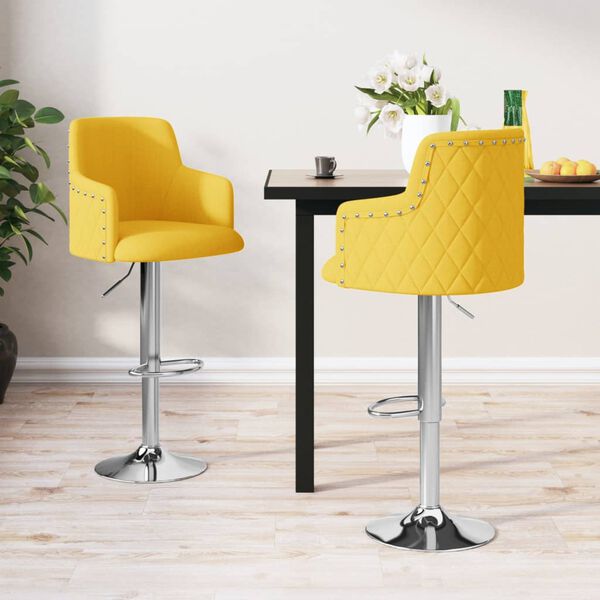 vidaXL Бар табуретки, 2 бр, горчица, текстил
