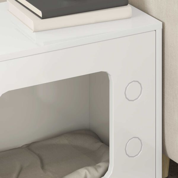 vidaXL Къща за котки Гланц бяло 51 x 30 x 52 см Инженерно дърво