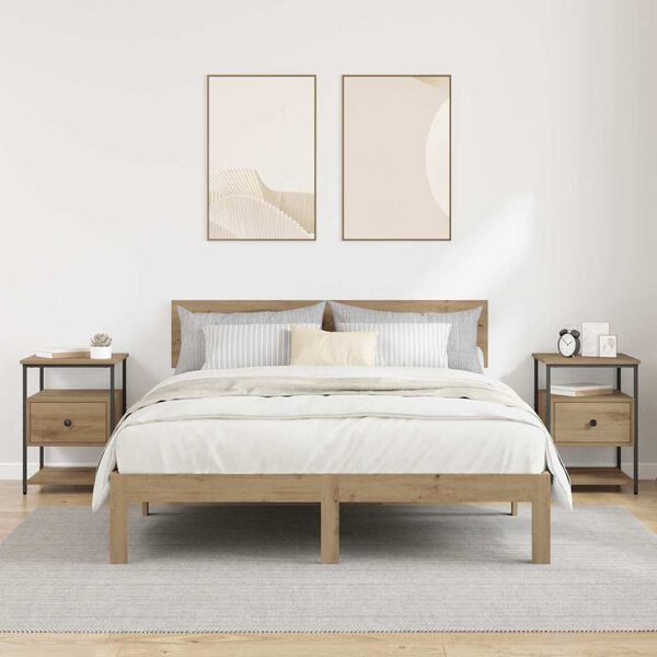 vidaXL Нощен шкаф с чекмедже 2 pcs Дъб 40 x 42 x 56 см Инженерно дърво