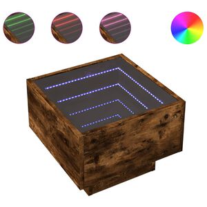 vidaXL Помощна маса с LED опушен дъб 40x40x30 см инженерно дърво