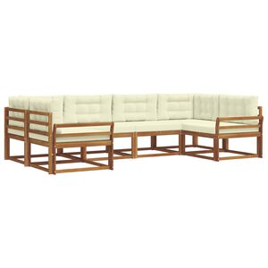 vidaXL Комплект дивани за открито 6 pcs Натурален и Крема