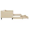 vidaXL Канапе с изтеглящо легло и чекмеджета кремаво 80x200 см плат
