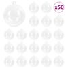 vidaXL Комплект коледни топки 50 бр. Прозрачен &Oslash; 5 см Пластмаса
