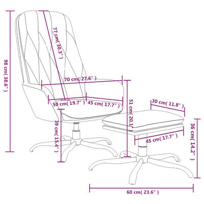vidaXL Релаксиращ стол с опора за крака, светлосив, кадифе
