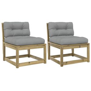 vidaXL Градински дивани с възглавници, 2 бр, импрегнирано борово дърво