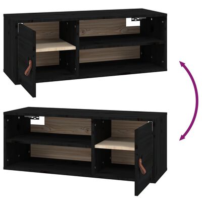 vidaXL Стенни шкафове, 2 бр, черни, 80x30x30 см, бор масив