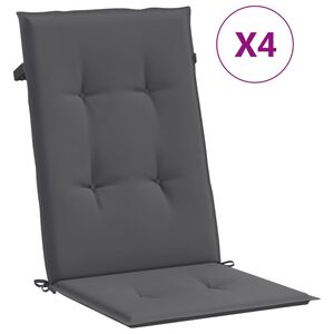 vidaXL Възглавници за стол с облегалка 4 бр антрацит 120x50x3 см плат