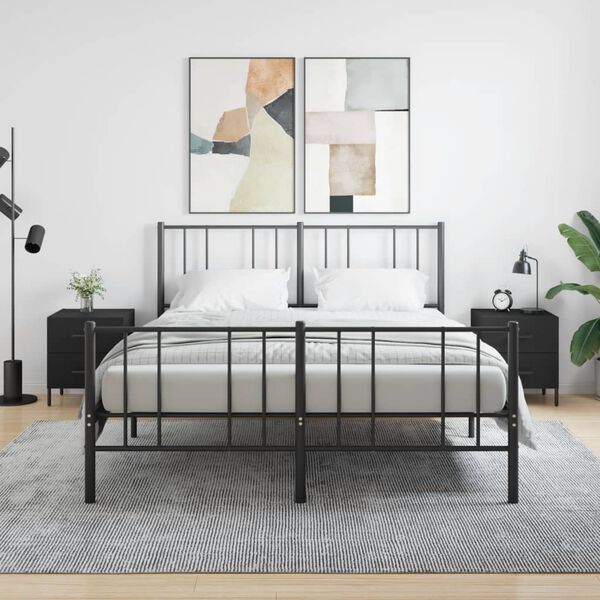 vidaXL Нощни шкафчета, 2 бр, черни, 40x35x47,5 см, инженерно дърво