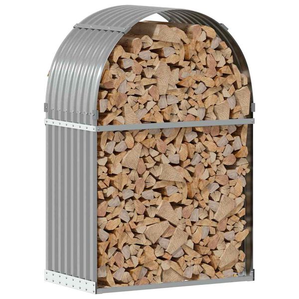 vidaXL Поставка за дърва, светлосив, 80x45x120 см, поцинкована стомана