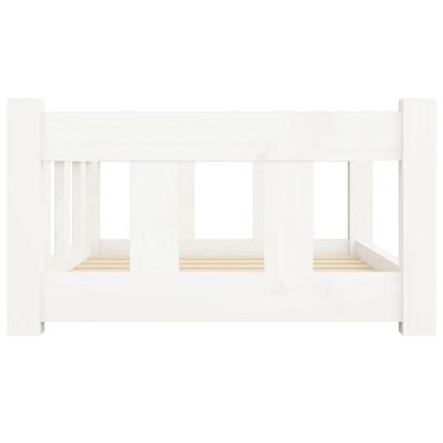 vidaXL Кучешко легло, бяло, 65,5x50,5x28 см, борова дървесина масив