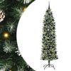 vidaXL Изкуствено Тънко Коледно Дърво Зелен и бял 240 cm