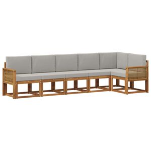 vidaXL Комплект дивани за открито 6 pcs Натурално и светлосиво