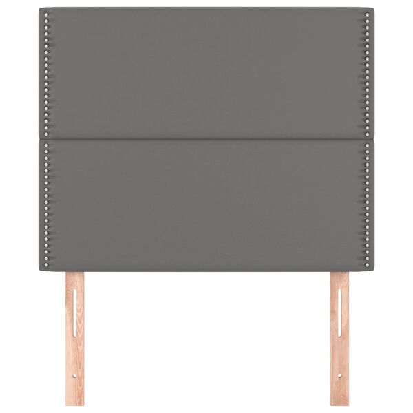 vidaXL Табла за легло, сива, 90x5x118/128 см, изкуствена кожа