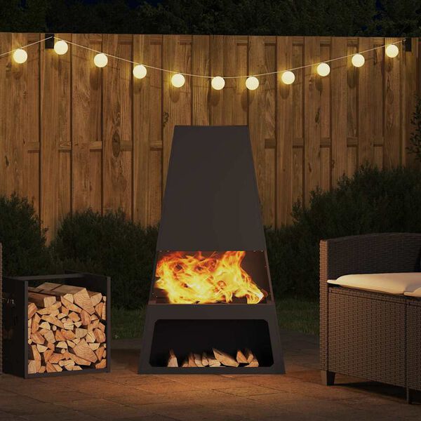 vidaXL Огнище Черно 60 x 35 x 100 см Стомана